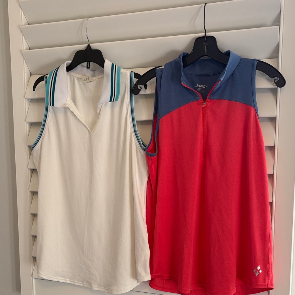 Jofit Women's 2 lot Bundle Sleeveless Golf or Tennis Polo; Sz: L; EUC